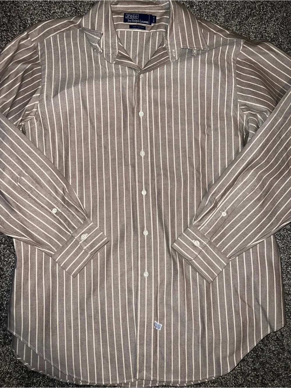 Polo by Ralph Lauren Brown and White Striped Dress Shirt